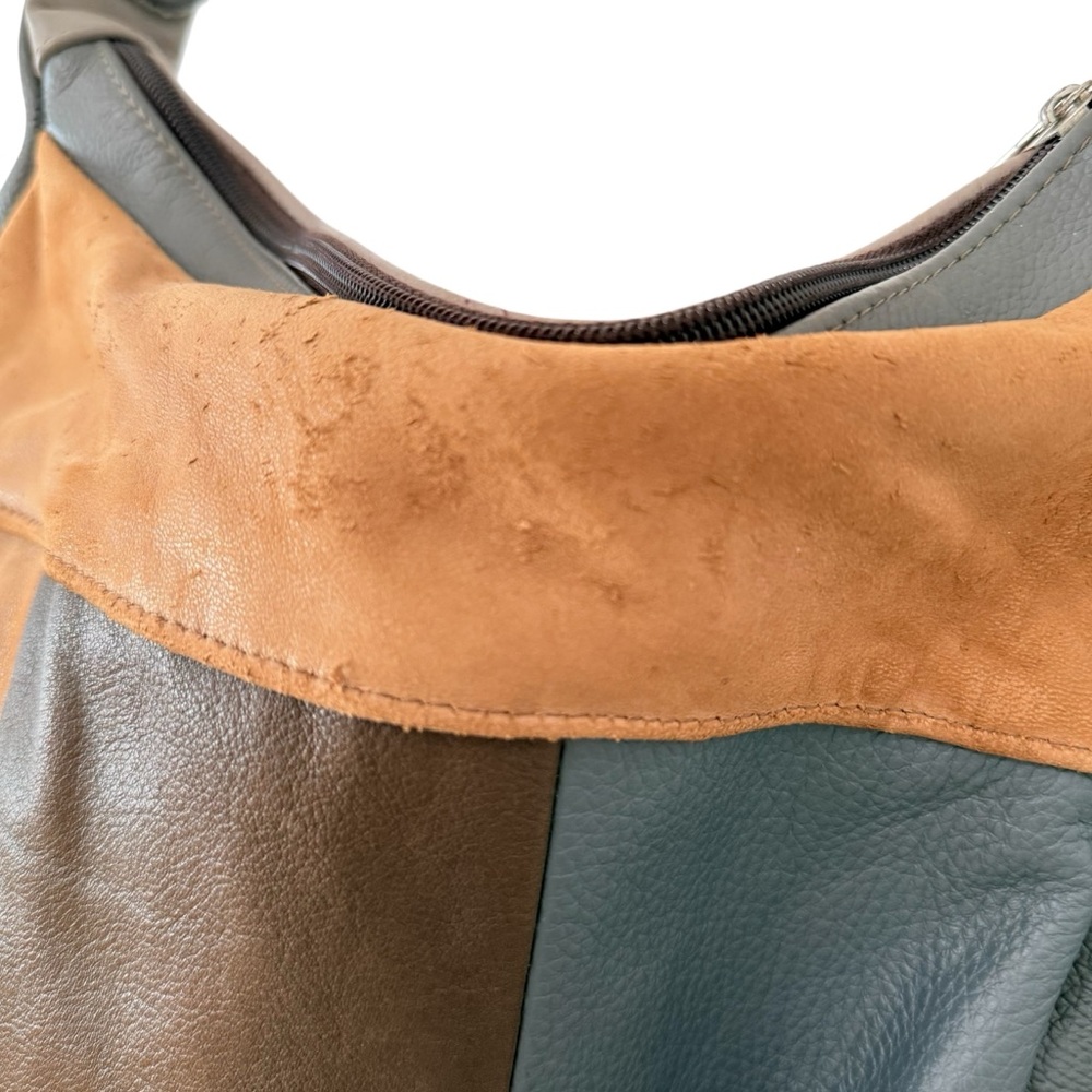 Soft Leather Colorblock Patchwork Multicolored Br… - image 5